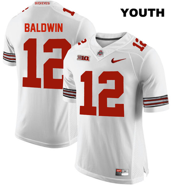 Ohio State Buckeyes Youth Matthew Baldwin #12 White Authentic Nike College NCAA Stitched Football Jersey BW19U43XN